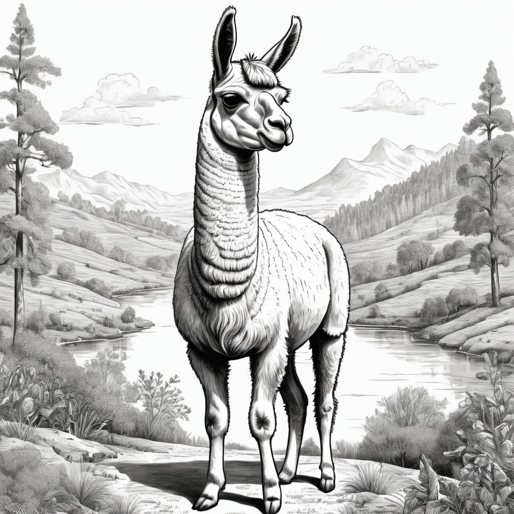 Ilustracion Alpaca Llama Quilotoa